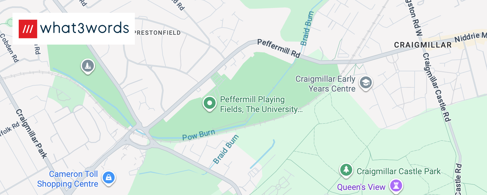 Map showing Peffermill Playing Fields location